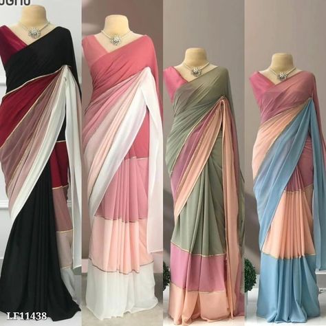 Deasigner Mutli Colour Layer Saree* *Fabric*: original smooth Gorgette with digital print (5.5) Work :- beautiful colors digital print with lace in saree *ORIGINAL DIGITAL PRINT* *Blouse* :- Satin silk (0.80mtr) #fashionstyle #fashionstyle #design #latest #desi #fusion #trendy #comfy #lehenga #kurta #kurtaset #shararaset #weeding #anarkali #saree #readytowearsaree #viralvideos #100k #explorepage✨ #buynow #order #reels #trending #cloth #womenclothing #saree #salwarkameez #yourshoppingbag Desi Fusion, Lehenga Kurta, Saree Wearing Styles, Simple Saree Designs, New Saree Designs, Latest Model Blouse Designs, Fancy Sarees Party Wear, Modern Saree, Draping Fashion