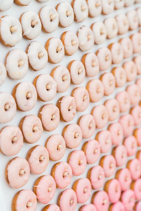 Orange And Fuschia, Doughnut Wall, Pink Doughnuts, Color Inspiration Boards, Fuschia Color, Wedding Donuts, Wedding Color Combos, Donut Wall, Pink Donuts