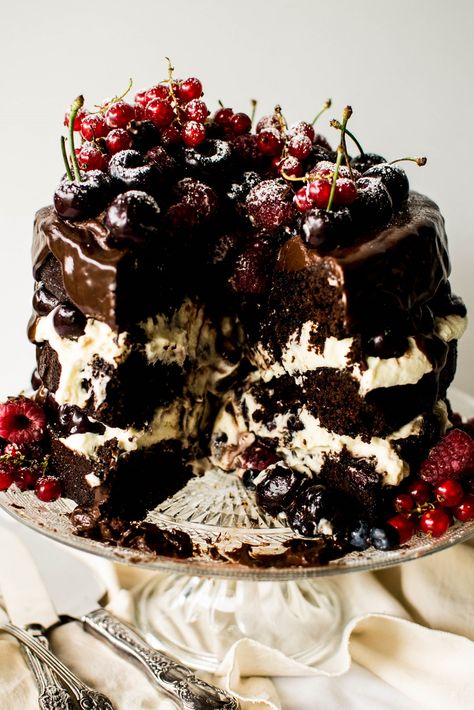 Black Forest Gateau — Butter and Brioche Black Forest Gateau, German Desserts, Black Forest Cake, Forest Cake, Decadent Cakes, Decadent Desserts, Let Them Eat Cake, Black Forest, Layer Cake