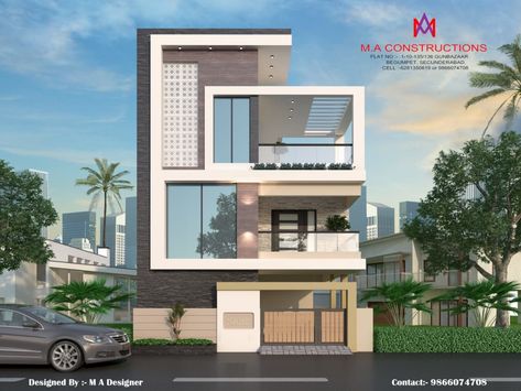 Exteriors and architectural asian style houses by m.a constructions asian | homify South Facing House Elevation Design, Home Elevation, South Facing House, Single Storey House Plans, 20x40 House Plans, Asian House, House Main Door Design, 2 Storey House Design, House Facades