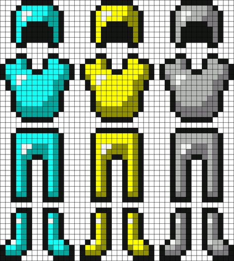 Minecraft Armor perler bead pattern Hama Minecraft, Minecraft Armor, Minecraft Beads, Minecraft Pattern, Pixel Art Minecraft, Capas Minecraft, Minecraft Decoration, Modele Pixel Art, Hama Beads Minecraft