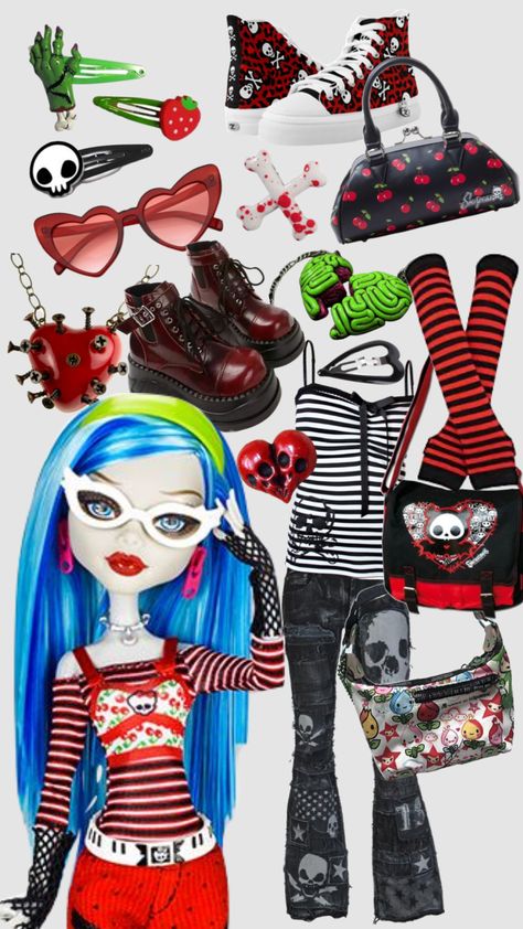 Ghoulish Yelps Cosplay, Monster High Ghoulia Outfits, Ghoulia Yelps Inspired Outfits, Ghoulia Yelps Outfit Inspiration, Ghoulia Inspired Outfits, Ghoulias Closet, Ghoulia Yelps Cosplay, Ghoulia Redesign, Ghoulia Outfit