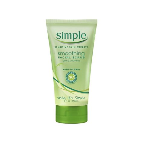 Simple Smoothing Facial Scrub  Oily-skinned folks, listen up. The creamy white exfoliator from Simple contains rice powder to absorb excess oil, and the gentle silica particles — a replacement for microbeads — work to manually slough off dead skin, leaving you positively glowing. Best Face Scrubs, Natural Face Scrub, Face Scrubs, Exfoliating Face Scrub, Glowing Skin Mask, Face Scrub Homemade, Facial Scrub, Sensitive Skin Care, Exfoliating Scrub