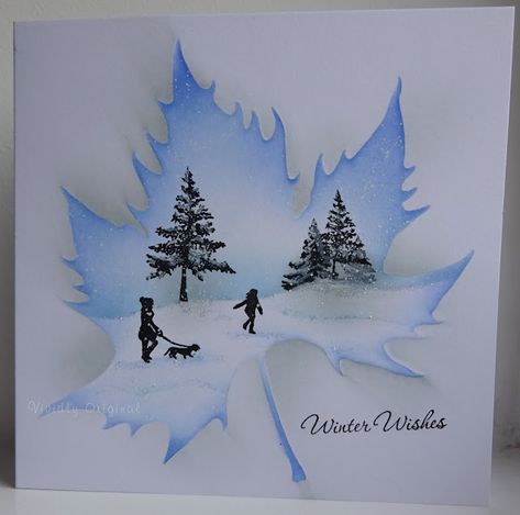 Cardio Christmas Card Ideas, Winter Scene Cards, Cardio Christmas Cards, Sweet Poppy Stencils Cards, Lavinia Stamps Christmas Cards, Inkylicious Cards, Winter Cards Handmade, Xmas Cards Handmade, Leaf Backdrop