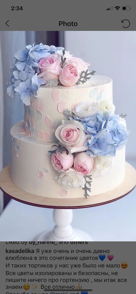 Dusty Blue And Blush Pink Wedding Cake, Blush And Blue Wedding Cake, Light Blue And Pink Wedding Cake, Wedding Cakes Pink And Blue, Dusty Rose And Dusty Blue Wedding Cake, Blue Cake With Pink Flowers, Pastel Wedding Cake Ideas, Dusty Blue And Pink Wedding Cake, Wedding Cake Blue And Pink