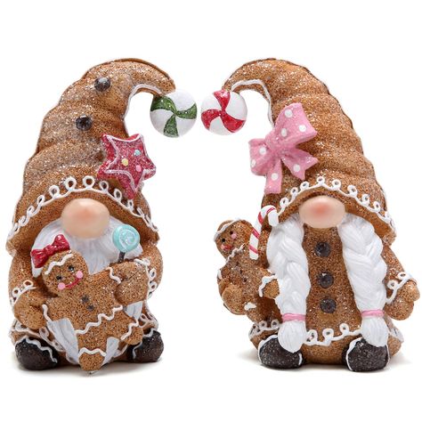 PRICES MAY VARY. Gingerbread Gnomes: This product is designed by our designer JACK. This unique design is exclusive to our company, and we hold both patents and copyrights for it. Exquisite Elf Design: This set of two resin gingerbread elf decorations for Christmas features two distinct elves, each with its own unique charm. The elf on the left wears a sparkling star-adorned hat and lovingly cradles a small gingerbread person. The tiny gingerbread figure on its head is adorned with a dainty bow, Christmas Elf Decorations, Christmas Party Home, Elf Christmas Decorations, Swedish Tomte, Gingerbread Decor, Elf Decorations, Christmas Gingerbread Man, Gingerbread Decorations, Christmas Gingerbread Men