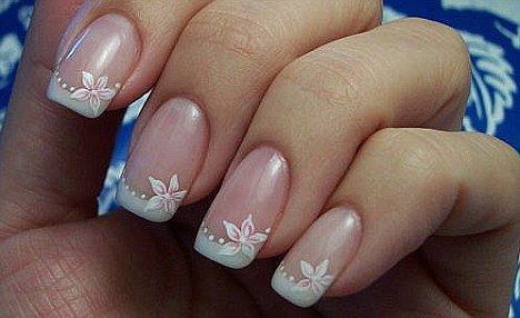 Floral print: Sales of nail polish have surged as women look for a low-cost way to update their look amid economic gloom Manikur Kuku, French Tip Nail Designs, French Manicure Nails, Nail Art Designs Summer, Flower Nail Designs, Her Nails, Wedding Nails Design, Simple Nail Art Designs, Nail Art Wedding