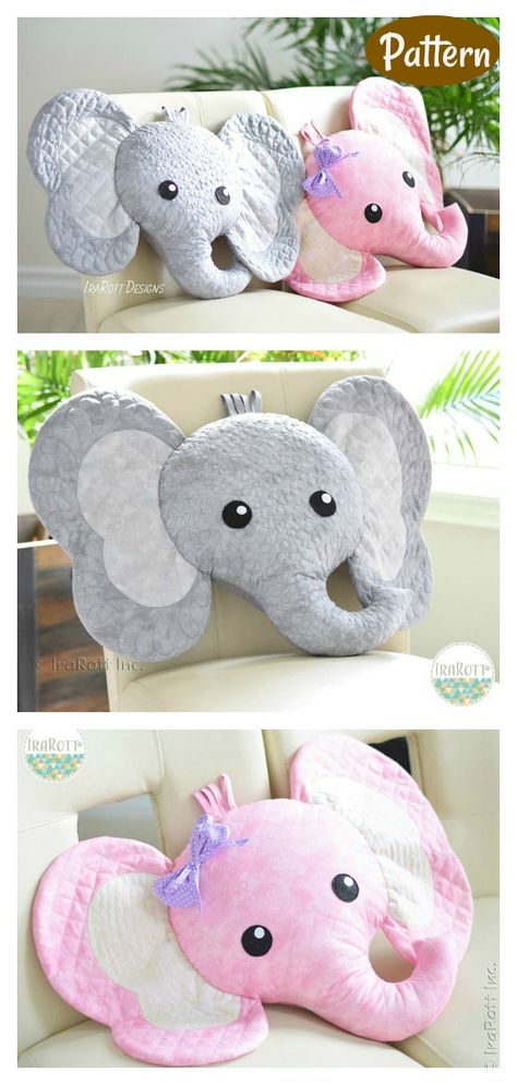 Elephant Pillow Sewing Pattern #sewingpattern #pillowpattern Elephant Pillow Pattern Sewing, Elephant Lovey Sewing Pattern, Diy Elephant Soft Toy, Elephant Stuffed Animal Pattern, Elephant Plush Pattern, Animal Pillows Pattern Sewing, Baby Pillows Newborn Pattern, Animal Pillow Patterns Free Sewing, Diy Elephant Decor