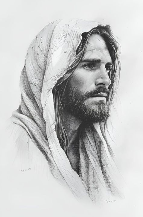 Jesus Christ Sketch, Jesus Christ Drawing, Jesus Sketch, Jesus Christ Face, Jesus Art Drawing, I Shall Not Want, Christian Drawings, Christian Graphics, Psalm 23 1