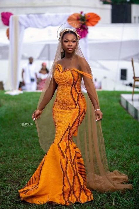 Ghana Traditional Wedding, Ghana Dresses, African Wedding Theme, Ghanaian Wedding, African Bridal Dress, Ghana Wedding, African Traditional Wedding Dress, Kente Dress, African Traditional Wedding