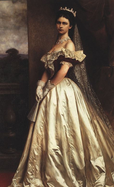 The Empress Elisabeth of Austria-Hungary Empress Elisabeth Of Austria, Elisabeth Of Austria, Charles Frederick Worth, Empress Sissi, Coronation Gown, Empress Elisabeth, Court Dresses, Vintage Gowns, Vintage Portraits