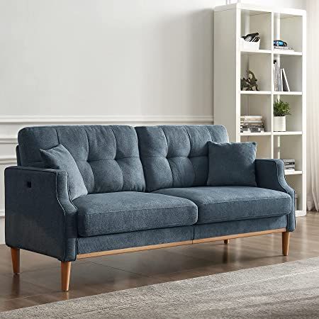 Plococo Sofa Couch with Thick Cushion,Couple Loveseat Sofa with Waterproof Fabric,3 Seat Mid-Century Modern Couch with USB Port for Apartment Living Room Office (Blue) #ad Small Couches, Mid Century Modern Couch, Couches For Small Spaces, Blue Couch, Tufted Loveseat, Large Couch, Small Couch, Sofas For Small Spaces, Couch And Loveseat