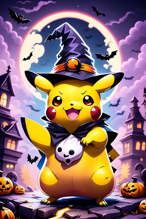 Christmas Pikachu Wallpaper, Halloween Pokemon Wallpaper, Pokemon Halloween Wallpaper, Halloween Pikachu, Pokémon Artwork, Pikachu Cute, Halloween Pokemon, Cute Halloween Wallpaper, Pikachu Halloween