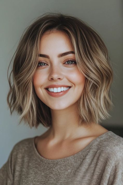 Short Hairstyle Ideas, Ash Blonde Highlights, Inspiration For Women, Honey Blonde Highlights, Wavy Bob, Brown Highlights, Ash Brown, Short Hairstyle, Short Bob Hairstyles