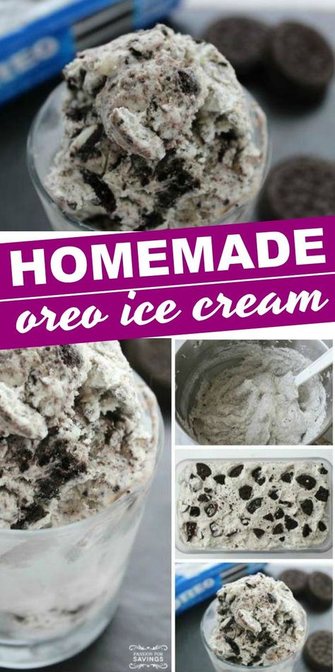 Oreo Ice Cream Recipe, Homemade Oreo Ice Cream, Spaghetti Eis Dessert, Ice Cream Recipes Machine, Easy Homemade Ice Cream, Pumpkin Pie Ice Cream, Dessert Oreo, Easy Ice Cream Recipe, Vanilla Ice Cream Recipe