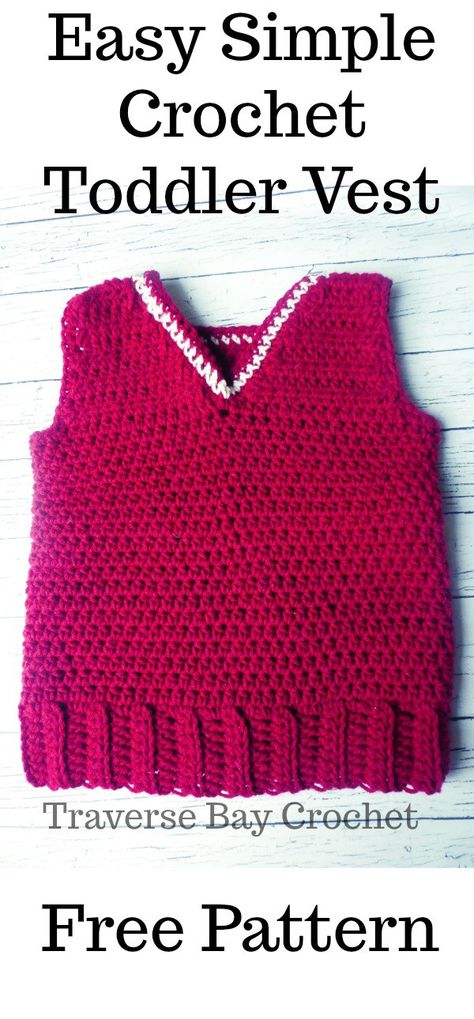 Share Tweet Pin Mail Simple Toddler Crochet Vest  This simple crochet vest is quick to work up for your favorite little tot! The vest works ... Crochet Infant Vest Free Pattern, Crochet Vest Pattern Free, Toddler Crochet, Crochet Sweater Vest, Vest Pattern Free, Toddler Vest, Crochet Cardigans, Kids Vest, Crochet Baby Cardigan