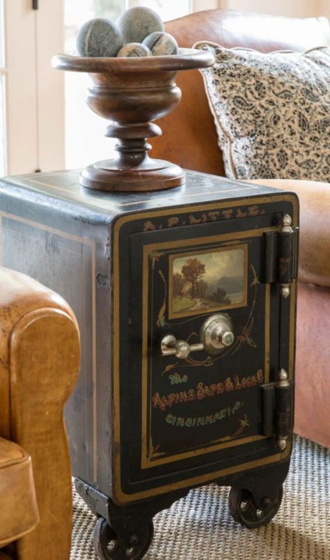 Zinc Table, Antique Safe, Patina Farm, White Oak Kitchen, Patina Style, Los Angeles Interior Design, Antique Fans, Campaign Furniture, Floor Safe