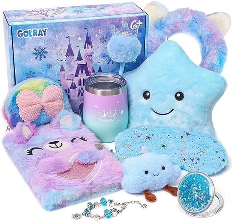 Designed for girls aged 6-10, our enchanting girl gift set will immerse them in the magical world of Frozen. Inside the beautifully designed gift box, you will find an LED star cushion, a fluffy lockable diary, a fuzzy pen, a mesmerizing quicksand mirror, a purse with bows, an eye mask, a headband with cute ears, a stainless steel water bottle, and a soft cloud key chain. Christmas Gift for kids, girls, teens, birthday gift for kids, party gift or kids, cuddly toys, stuffed animal, plush toy. Elsa Toys, Frozen Gifts, Frozen Toys, Cute Cushions, Girl Gift Set, Star Cushion, Princess Toys, Diary Gift, Kids Bedtime