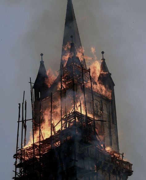 Clock Tower, On Fire, The Top, Tower, Clock, Building