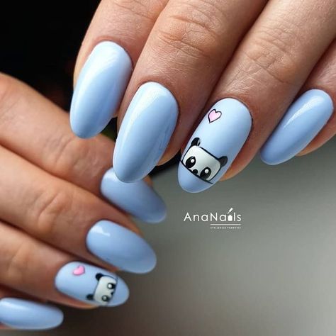 Panda Nails, Panda Nail Art, Panda Sketch, Animal Nail Art, Wow Nails, Square Nail Designs, Cute Nail Art Designs, Simple Gel Nails, Nail Art Designs Diy