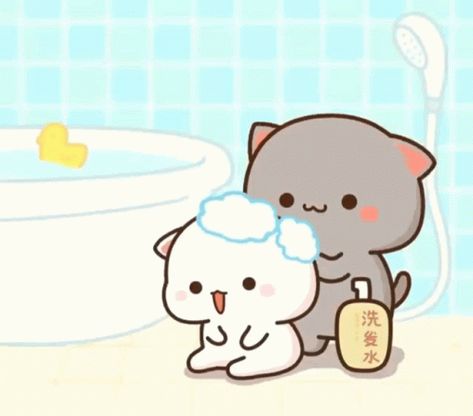 Peach Gif, Cute Bunny Gif, Peach And Goma, Peach Goma, Cute Hug, Chibi Cat, Cute Bear Drawings, Cute Kawaii Animals, Cute Posts