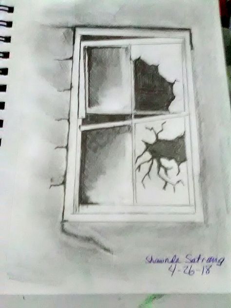 Window Drawing Ideas, Window Sketch, Drawings With Meaning, Drawing Ideas For Kids, Sketchbook Challenge, School Drawing, Pencil Sketching, Window Drawing, Building Sketch