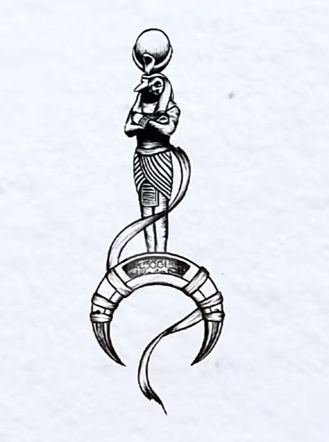 Konshu Moon God Tattoo, Egyptian Moon Tattoo, Khonsu Tattoo, Thoth Egypt Tattoo, Train Logo, God Tattoo, Egypt Tattoo, God Tattoos, Egyptian Tattoo