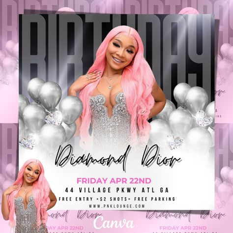 Birthday Party Flyer Club Party Flyer Event Flyer Template - Etsy Birthday Party Flyer, Pool Parties Flyer, Club Party Flyer, Birthday Invitation Pink, Girly Party, Instagram Square, Birthday Ideas For Her, Birthday Dinner Party, Birthday Club