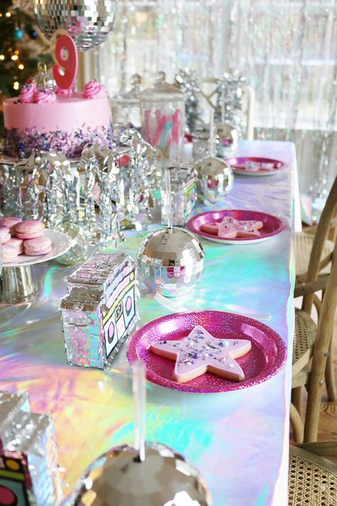 Dancing With The Stars Party Decorations, Rockstar Disco Birthday Party, Disco Second Birthday, Disco Party Plates, 2nd Birthday Dance Theme, Home Disco Party, Birthday Party Dance Theme, Dancing Theme Birthday Party, Preppy Disco Birthday Party