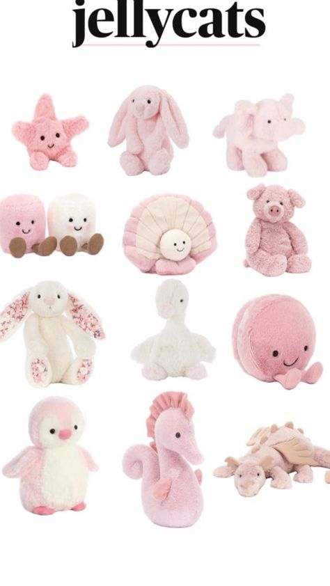 Jelly Cat Plushies, Cute Jelly Cats, Jelly Cats Stuffed Animals, Cutest Jellycat, Jelly Cats Aesthetic, Aesthetic Stuffed Animals, Jelly Cat Stuffed Animals, Jellycat Collection, Girly Christmas Gifts