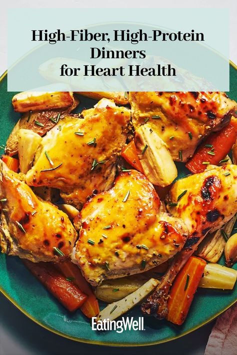 These high-fiber, high-protein dinner recipes are filled with lean proteins, healthy fats to support a healthy heart. Recipes like our Spicy Shrimp, Vegetable & Couscous Bowls and our Slow-Cooker Buffalo Chicken Chili are great options for a flavorful, nourishing evening meal. Recipes For Heart Health, Couscous Bowls, Healthy Heart Recipes, Protein Dinner Recipes, High Protein Recipes Dinner, Buffalo Chicken Chili, Vegetable Couscous, Easy Breakfast Brunch, High Protein Dinner