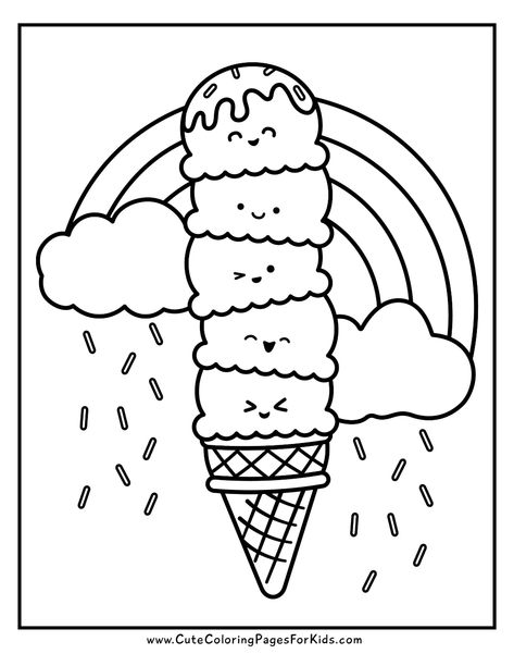 Ice Cream Coloring Pages: The Cutest Free Printable PDFs - Cute Coloring Pages For Kids Ice Cream Sundae Coloring Page, Melonheadz Coloring Pages, Ice Cream Colouring Sheet, Ice Cream Cone Coloring Page, Free Summer Coloring Sheets, Coloring Ice Cream, Free Ice Cream Printables, Ice Cream Coloring Page Free Printable, Summer Colouring Sheets