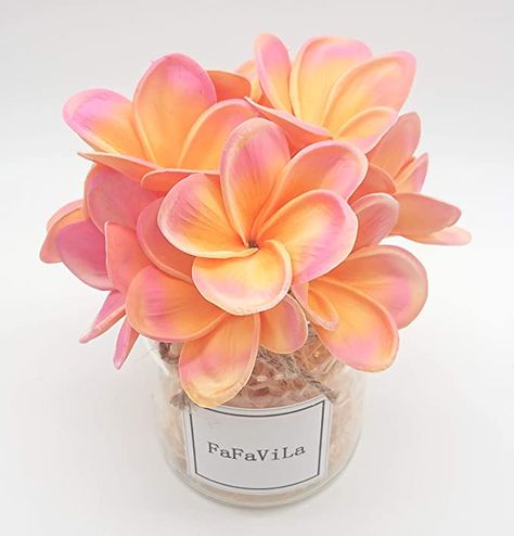 Amazon.com: Bunch of 10 PU Real Touch Lifelike Artificial Plumeria Frangipani Flower Bouquets Wedding Home Party Decoration (Plumeria-10 pcs, Pink&Orange) : Home & Kitchen Frangipani Wedding, Plumeria Bouquet, Frangipani Flower, Plumeria Flowers, Christmas Floral Arrangements, Bouquets Wedding, Real Touch Flowers, Flower Bouquets, Hawaii Wedding