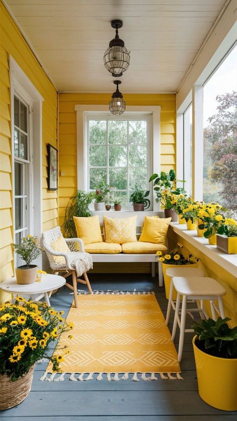 Small Porch Makeover, Cabin Porch Ideas, Small Enclosed Porch, Small Porch Decorating Ideas, Stoop Decor, Small Sunroom Ideas, Small Porch Decor, Campsite Setup, Small Porch Ideas