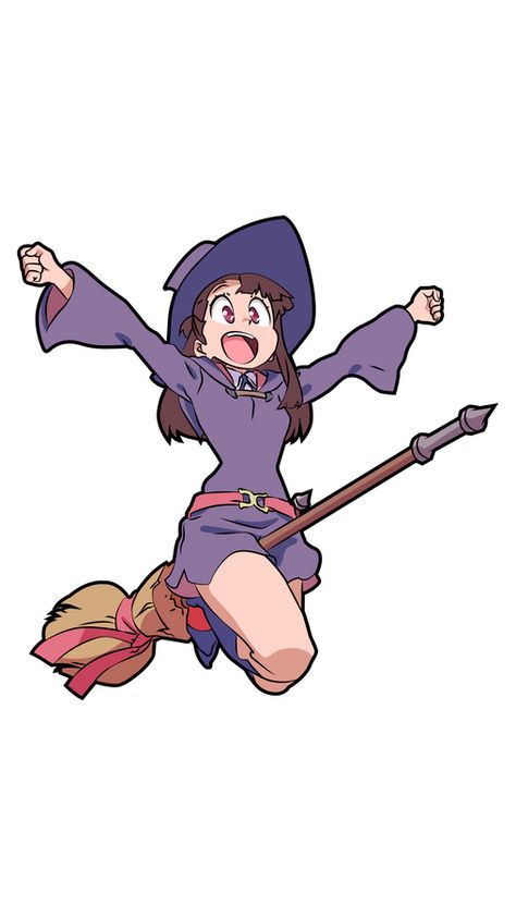 Atsuko Kagari is more commonly known as Akko, she is the main character of the Little Witch Academia anime series and a first generation witch from Japan. To show what real witch is about she decided... Riding A Broom Pose Reference, Witch On Broom Drawing Reference, Anime Witch Drawing, Witch Poses Reference Drawings, Little Witch Academia Fanart, Akko Little Witch Academia, Witch Poses, Witch Pose, Little Witch Academia Akko