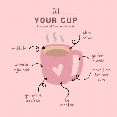 It’s important to fill your own cup before you pour into others ☕️ #femaleempowerment #selflove #divorcinganarcissist #divorce #explorepage #muslimdivorce #talaq #divorcee #empowereddivorceenetwork #explore Ways To Fill Your Cup, Fill Your Own Cup, Fill Your Cup, Social Media Church, Take A Bath, Go For A Walk, Be Creative, Journal Writing, Make Time