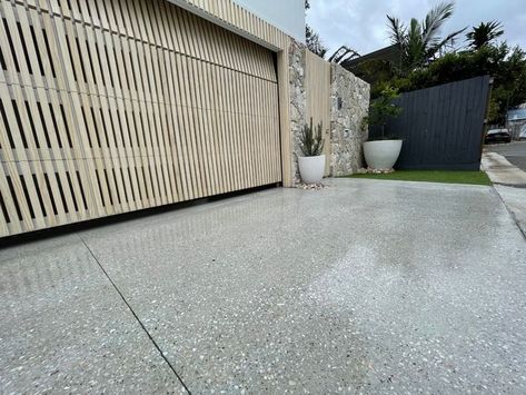 Grind And Seal Brisbane Agragated Concrete Patio, Honed Concrete Driveway, Outdoor Polished Concrete, Polished Concrete Driveway, Outdoor Epoxy Floor, Epoxy Driveway, Polished Concrete Outdoor, Polished Concrete Patio, Polished Cement Floors