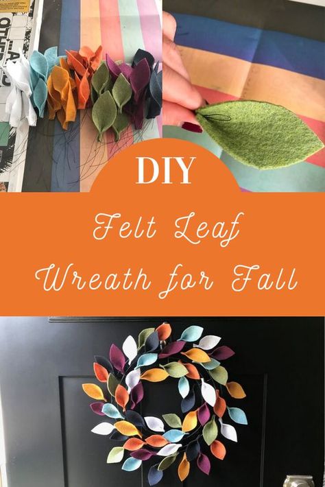 Felt Leaf Wreath, Felt Leaf, Wreath For Fall, Felt Flowers Diy, Felt Wreath, Felt Leaves, Seni Dan Kraf, Fall Craft, Diy Felt