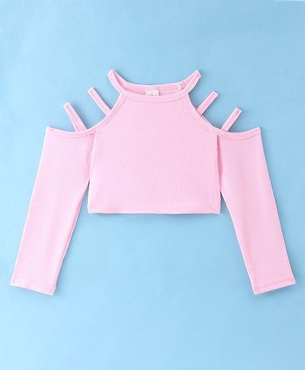 Kookie Kids Cold Shoulder Solid Color Crop Top - Light Pink Online in India, Buy at Best Price from FirstCry.com - 17868661 Cropped Top Outfits, Pattu Pavada, Crop Tops For Kids, Mom Health, Colorful Crop Tops, Subscription Gifts, 6th Birthday Parties, Birthday List, Crop Top Outfits