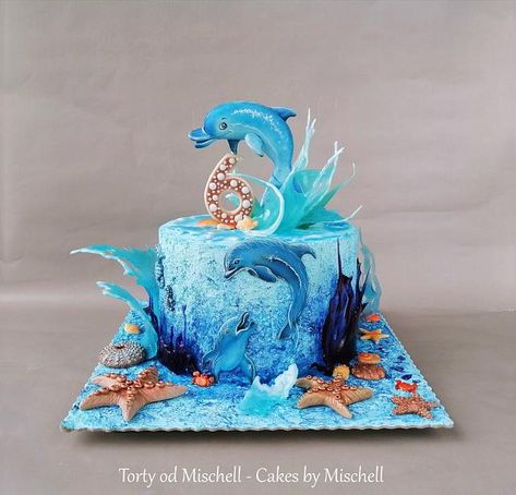 Hand painted, hand modeled dolphin’s cake … https://www.facebook.com/TortyodMischell/ Dolphin Birthday Cakes, Spiderman Cupcake Toppers, Sea Turtle Cake, Dolphin Cake, Dolphin Birthday Parties, Marine Cake, Dolphin Cakes, Fish Cake Birthday, Cake Designs For Girl