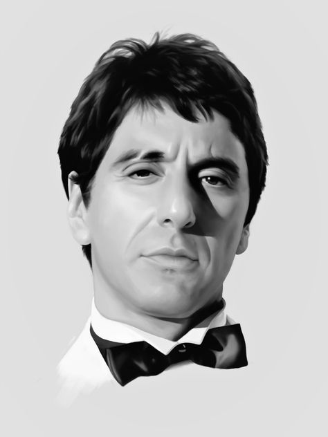 Antonio Montana Alpachino Tattoo, The Godfather Wallpaper, Scarface Movie, Floral Back Tattoos, Beginner Tattoos, Famous Portraits, Tattoo Stencil Outline, Al Pacino, Celebrity Drawings