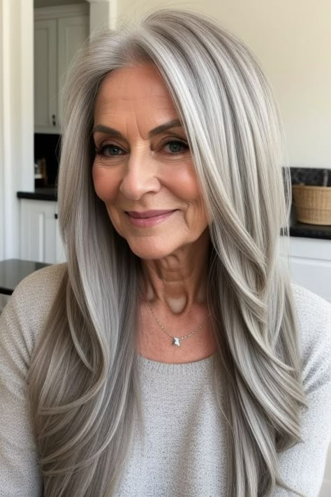 29+ Long Hairstyles for Older Women Over 50 11 Long Gray Hair Over 50, Long Hair Older Women, Long Grey Hair, Hair Contouring, Hairstyles For Older Women, Hair Over 50, Beautiful Gray Hair, Hair Mistakes, Natural Gray Hair