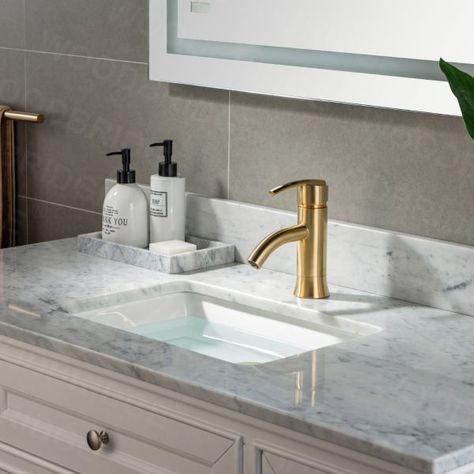 WOODBRIDGE WB201901BG Single Hole Single Handle Lavatory Faucet, Brushed Gold Brushed Gold Bathroom Faucet, Brushed Gold Bathroom, Gold Bathroom Faucet, Whirlpool Tub, Shower Base, Gold Bathroom, High Quality Kitchen, Lavatory Faucet, Bath Fixtures