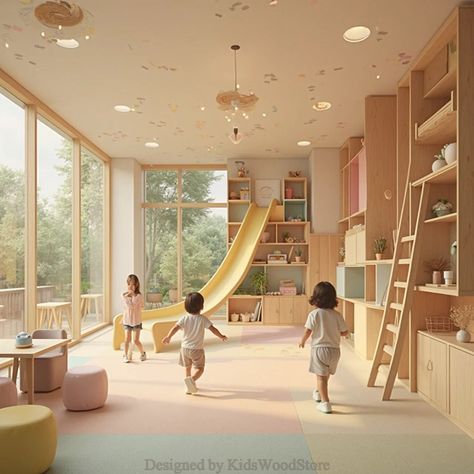 Physical Playroom, Soft Play Indoor, Elementary School Lobby Design, Natural Playroom Ideas, Playroom With Tv And Couch, At Home School Set Up, Play Places For Kids Indoor, Play Cafe Design, Playground Design Indoor