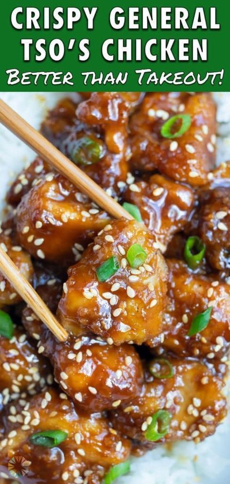 Whether you call it General Tao or General Tso's, it's chicken is so delicious! You're going to want this sweet, tangy, and spicy chicken for lunch or dinner! It's quick and easy to make and is healthier than the Chinese restaurant--cheaper too! This easy General Tso's chicken is packed with flavor and is great for lunch or dinner. Try this simple recipe today! Seaseme Chicken, General Tao Chicken, Chicken For Lunch, Easy General Tso Chicken, Figs Recipe, Chinese General, Poulet General Tao, Battered Chicken, General Tso's Chicken Recipe