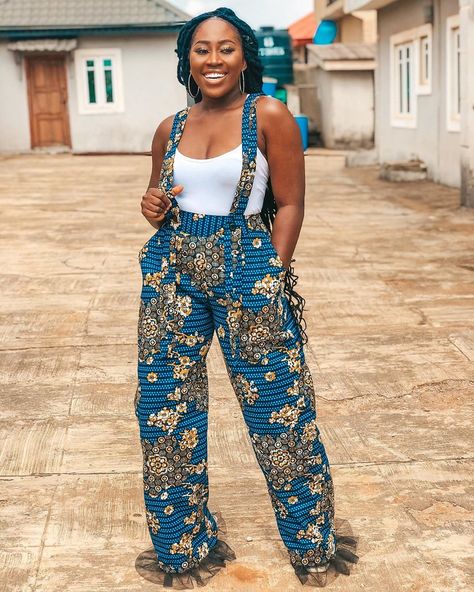 Ankara Dungarees Outfit, Latest Ankara Gown Styles 2020, Ankara Dungarees, Ankara Combination Styles, Latest Ankara Styles 2020, African Jumpsuit, Latest Ankara Styles 2019, African Pants, African Print Pants