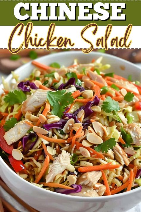 Chicken Salad With Peanut Dressing, Salad With Peanut Dressing, Thai Chicken Salad, Thai Peanut Chicken, Chinese Chicken Salad, Thai Salads, Chicken And Cabbage, Peanut Dressing, Crunchy Salad