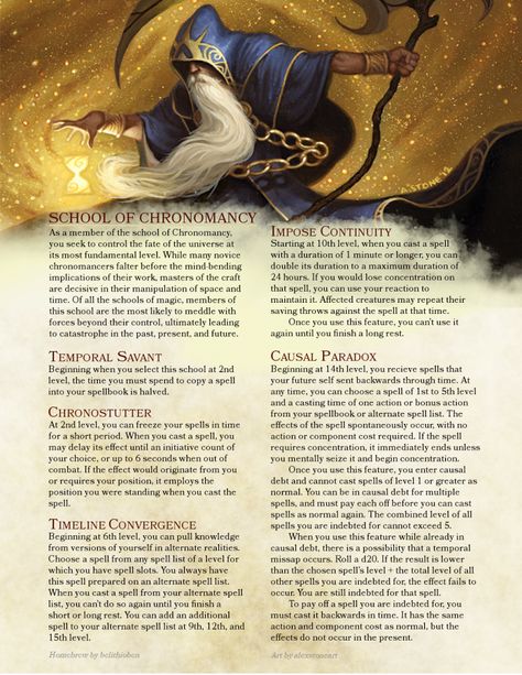 Chronomancy Wizard, Fantasy Treasure, Dnd Subclasses, Homebrew Classes, Dnd Spells, Dnd 5, Dnd Wizard, D D Classes, Dnd Homebrew