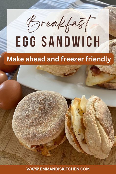 This fried egg make-ahead freezer healthy breakfast sandwich is the ultimate easy breakfast meal prep. It is layered with a delicious fried egg, a slice of cheese, and crispy bacon. This breakfast sandwich is both filling and delicious and is always a family favorite. Making meals ahead of time is one of the best gifts you can give yourself. No need to set aside extra time in order to stop at the drive-thru on the way to school drop-off or morning activities. Sourdough Egg Sandwich, Make Ahead Egg Sandwiches, Egg Sandwich Meal Prep, Egg Sandwich Ideas, Meal Prep Breakfast Sandwich, Healthy Breakfast Sandwiches, Easy Breakfast Meal Prep, Egg Breakfast Sandwich, Fried Egg Breakfast