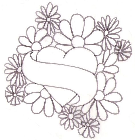 Love this in color for my mom Simple Flower Drawing, Flower Tattoo Drawings, Type Tattoo, Easy Drawings For Beginners, Simple Flower Design, Tattoo Templates, Garden Drawing, Heart Tattoo Designs, Easy Drawings For Kids